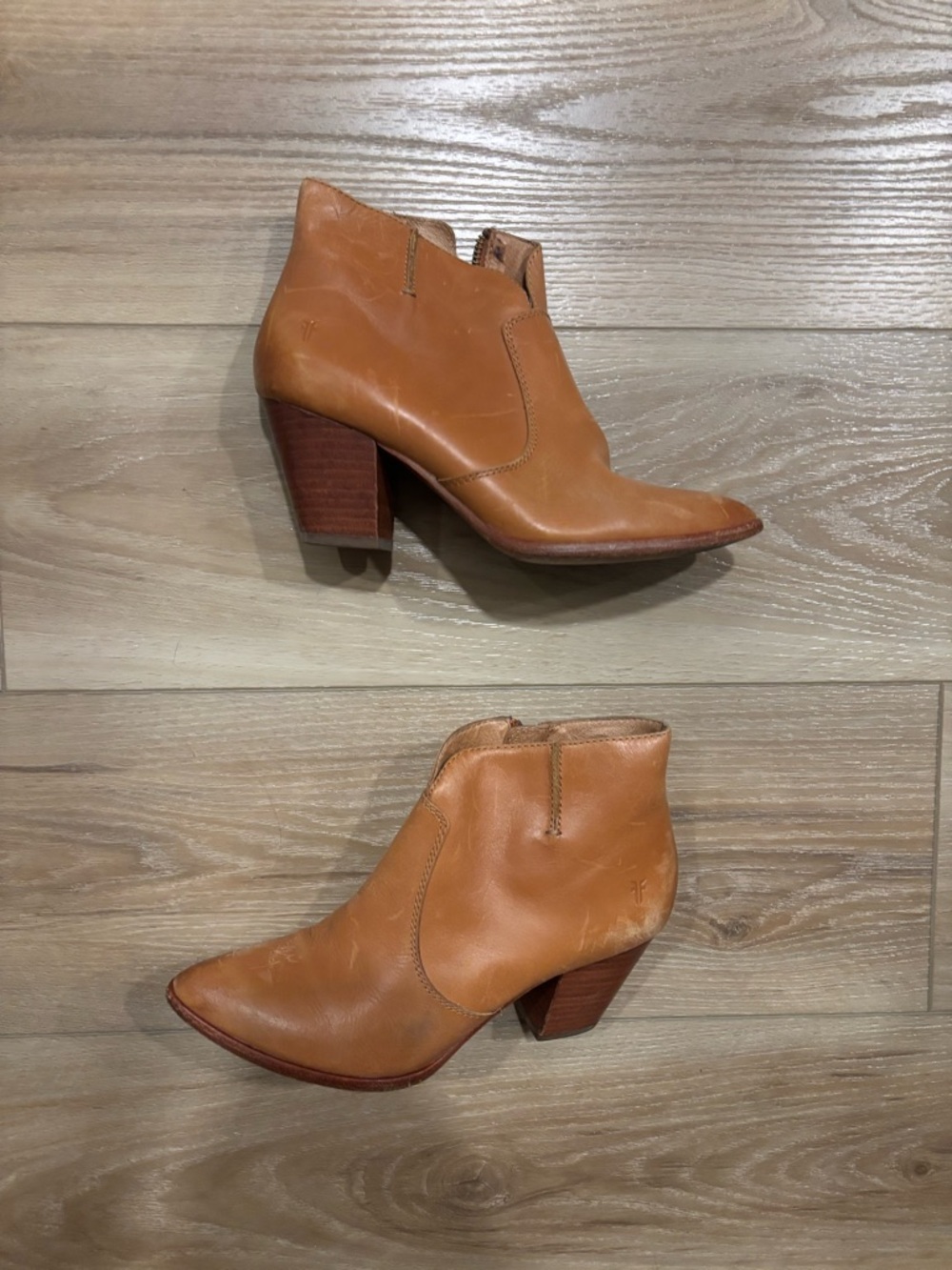Frye Leather Ankle Boots with Side Zipper - Picture 2 of 8